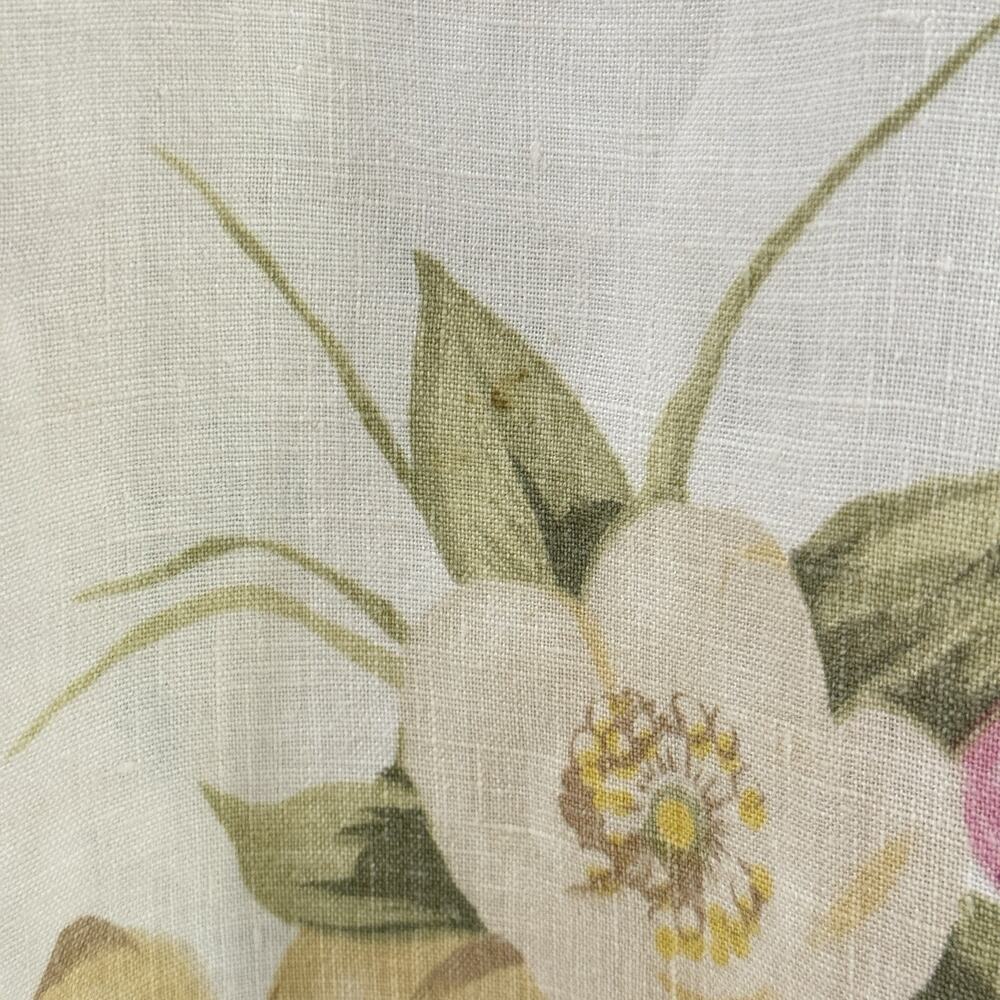 Hot Cotton Vtg Linen Floral Peasant Blouse XL Botanical Cottagecore Romantic - Picture 8 of 9